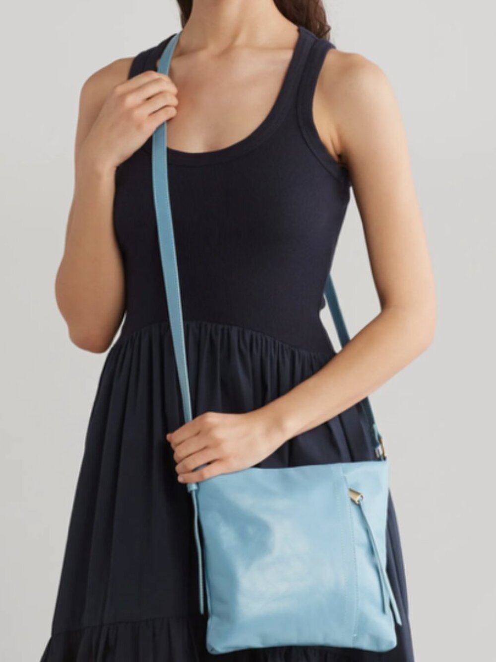 HOBO Drifter Blue Leather Crossbody Bag Purse